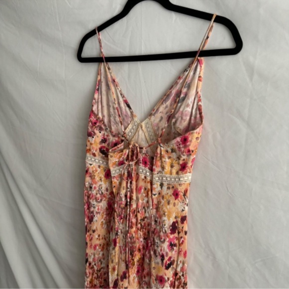Favorite Daughter The Blackberry Pink Orange Floral Plunge Neckline Dress XL NEW - Picture 9 of 15